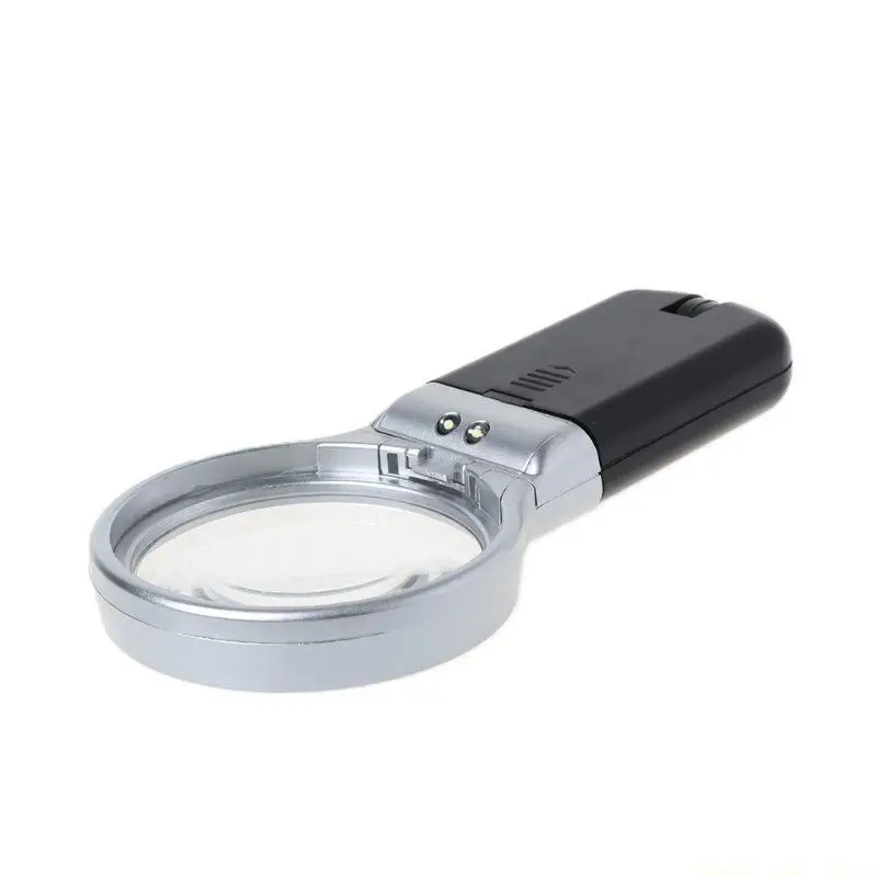 A2BE Mini Glass Folding Pocket Magnifier Glass Loupe with Black Rotating