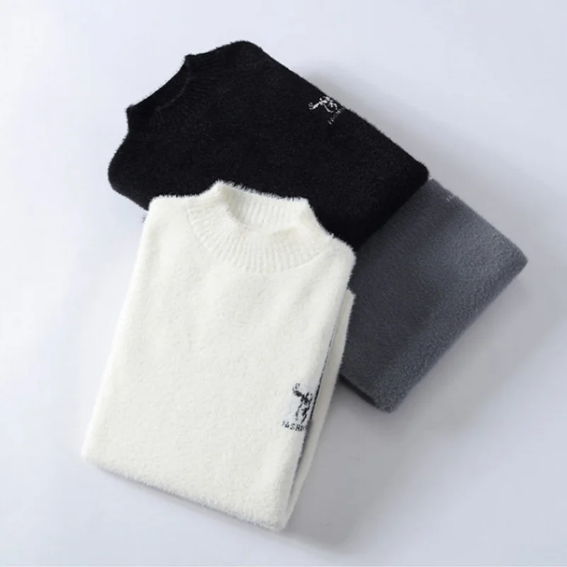 Herren Herbst Winter Lange Ärmel Strickpullover Rundhals Jacquard Cartoon Muster Pullover Freizeit Mode Trend Herrenbekleidung