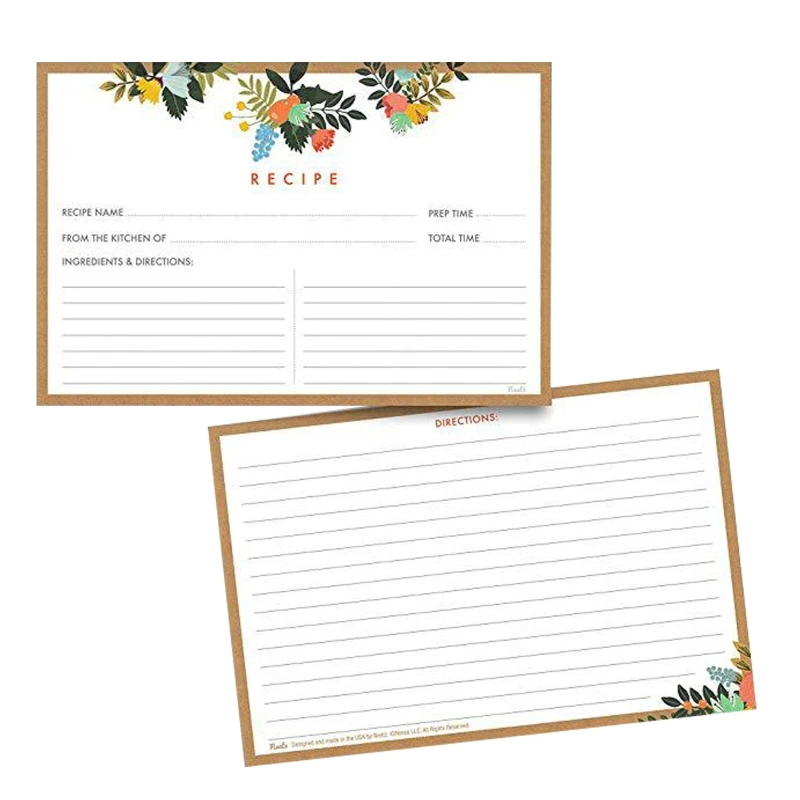 Double Sided Cooking Recipe Cards Thick Cardstock Recipe Cards with Lines for Bridal Shower Party Housewarming Gift 10x