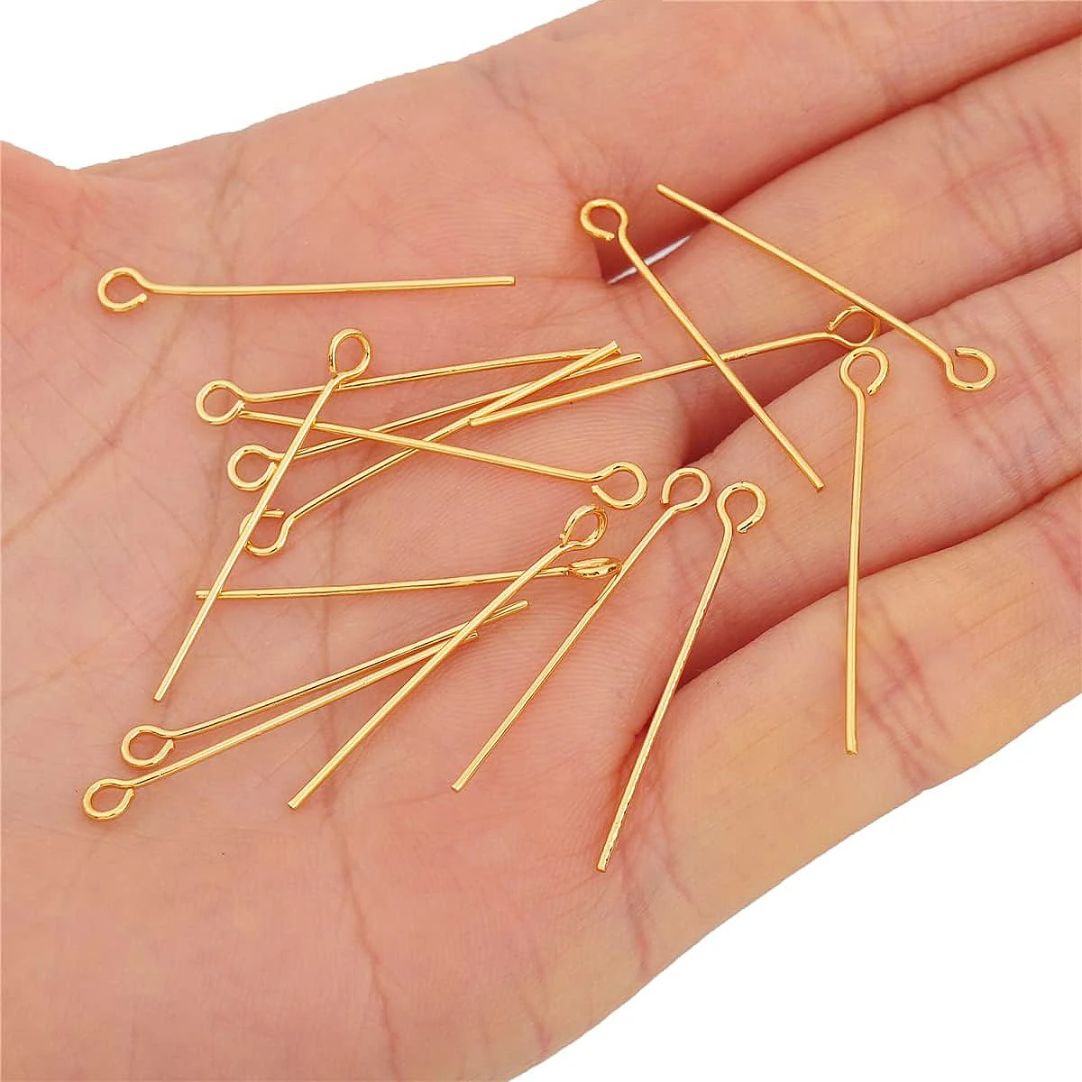 200pcs Metal 9-Shaped Jewelry Eye Pins - 6 Colors Professional Connectors for Earrings, Bracelets & DIY Crafts 16-50mm 8 Sizes