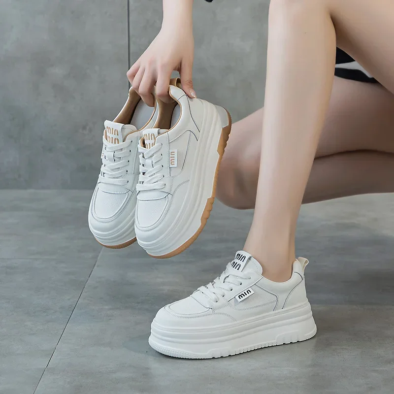 

Designer Increase Platform Sneakers for Women New Soft-soled Spring Autumn Ladies White Shoes Fashion Casual Zapatillas De Mujer