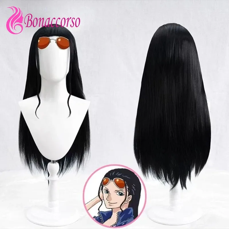 25COSonepiece نيكو · روبن شعر مستعار تأثيري أسود الاصطناعية طويل شعر مستعار مستقيم أنيمي Coser لطيف فتاة ألياف مقاومة للحرارة شعر مستعار الجزء اليومي