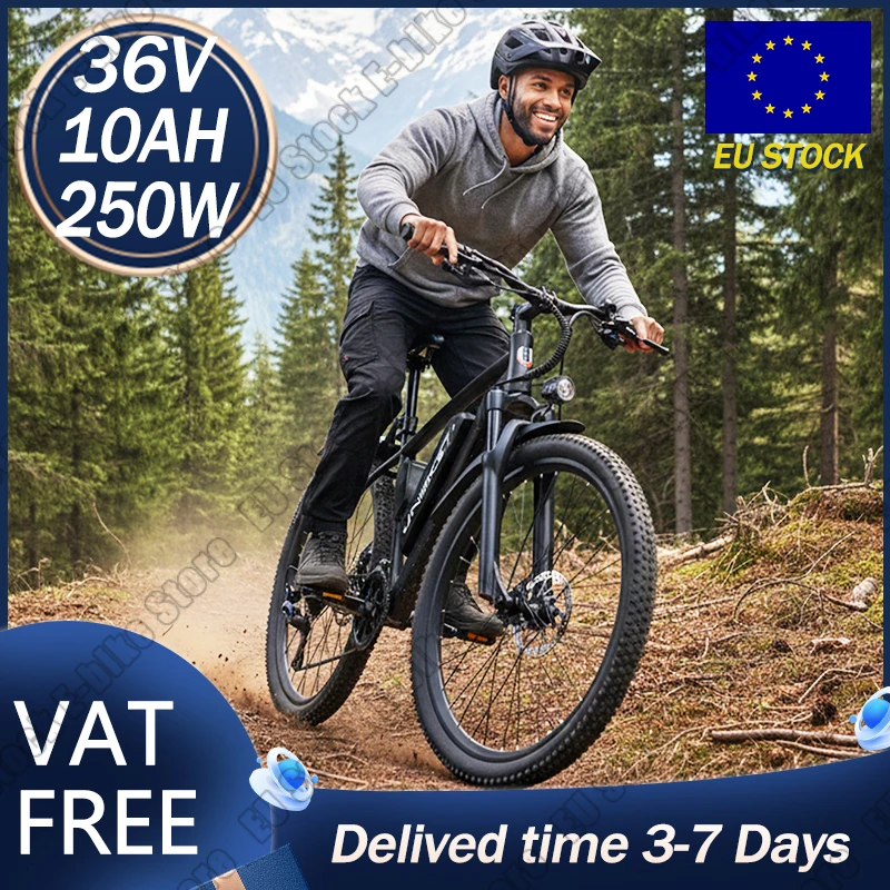 UNIBIKE Q7 Adult Electric Bike Commuter 250W 36V10AH Battery All-Terrain Ebike Off-road 26" Tire Men Powerful Mountain E-Bicycle