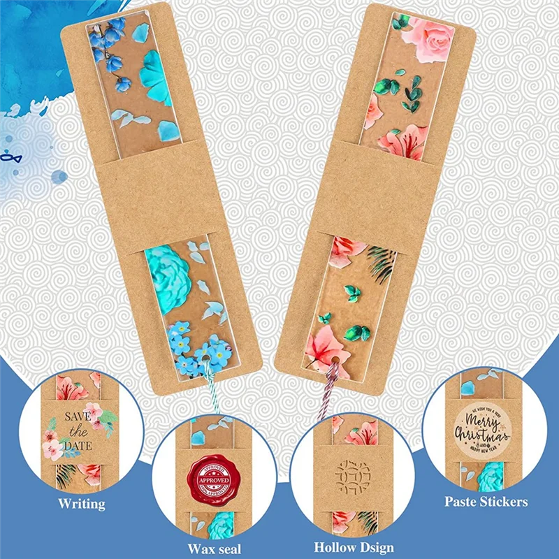 A13E-200 Pcs Bookmark Sleeves Resin Bookmark Holder For Bookmark Wrapping Gift Decoration