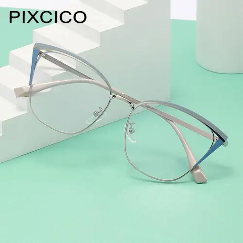 Imagen 2 del producto R56771 gafas de presbicia huecas de ojo de gato a la moda dióptricas + 0,5 ~ + 3,0 nuevas gafas de lectura con montura de cejas de color Metal para mujer