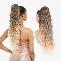 JULIANNA-extensiones de cola de caballo sintética para mujer, postizo largo y ondulado, suave y Natural, para uso diario