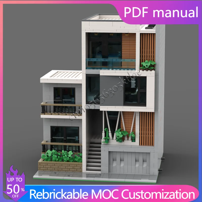 

3031PCS Modern Luxury Town House Street View Brick Series Creative Building Block Model Children's DIY Assembly Toy Holiday Gift