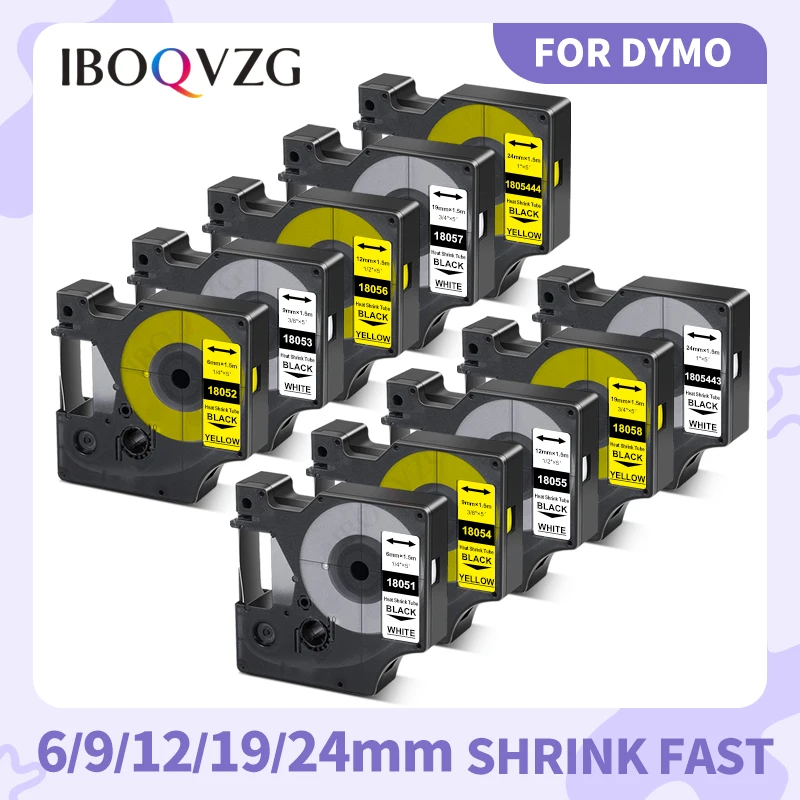 

IBOQVZG 18055 18056 For Dymo Rhino Industrial Heat Shrink Tube Tape 18051 18052 18053 18054 18057 18058 1805443 for Rhino 5200