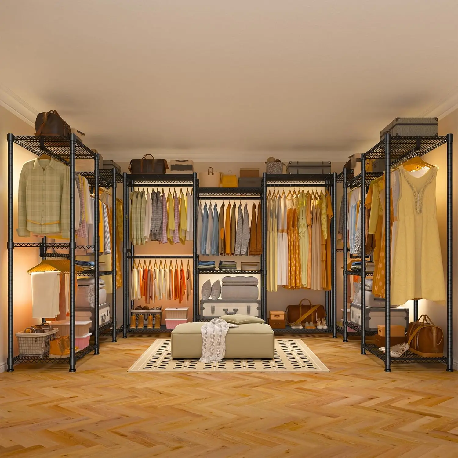 Raybee Clothes Rack Heavy Duty Clothing Rack Load 900Lbs Closet Shelving For Hanging Clothes Metal Garment Rack Portable Space