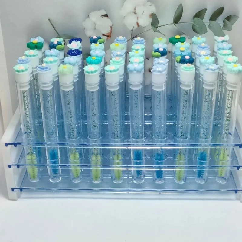 50PCS 재사용 가능한 속눈썹 브러쉬 튜브 눈썹 브러쉬 속눈썹 완드 교체 가능한 방진 클리너 보관 튜브 메이크업 도구
