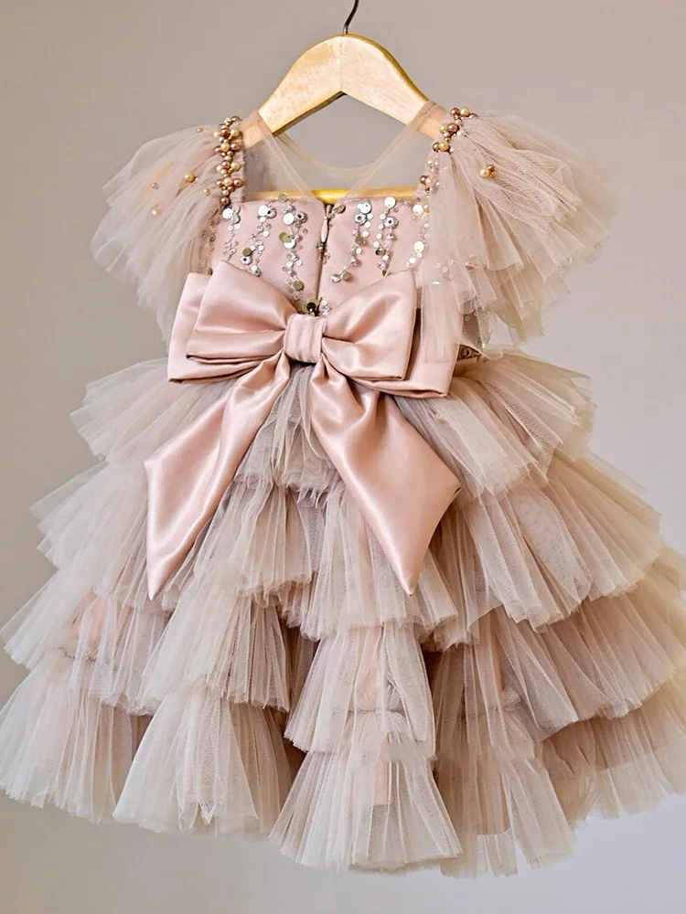 

2024 Girls' Long dresses Children's Fashion Sequin Princess Dress Cake Dress Banquet Walk Show Hollow High Evening Dress