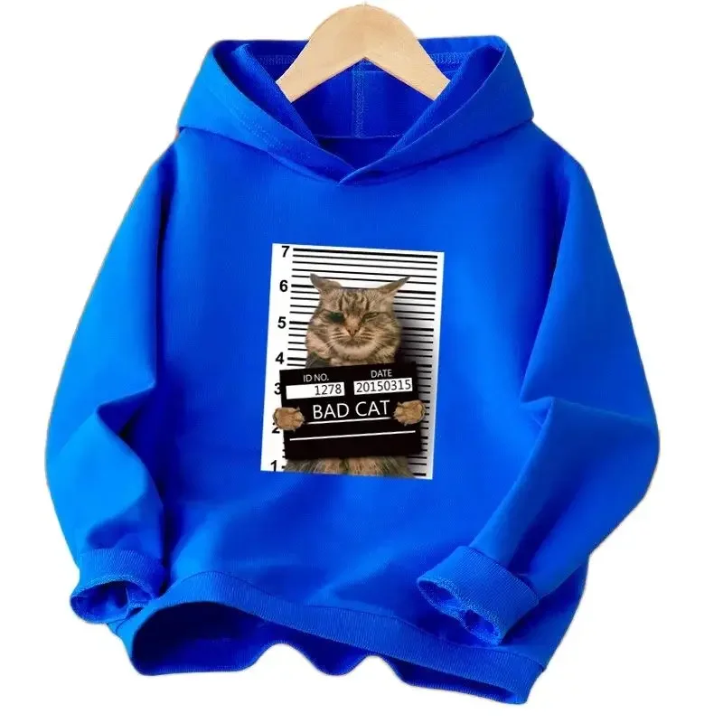 Hoodie Sweatshirt Kids Bad Cat Pattern Funny Hoodies Boys/Girls Spring Autumn Clothes Children Cute Animal Print Sportswear