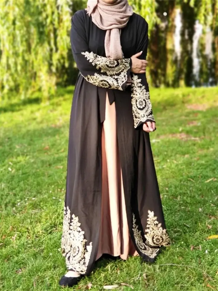 Ramadan Eid Black Kimono Abaya Damen Dubai Islam Muslim Modest Women Clothing Kebaya Kaftan Robe Musulmane Caftan Marocain Femme