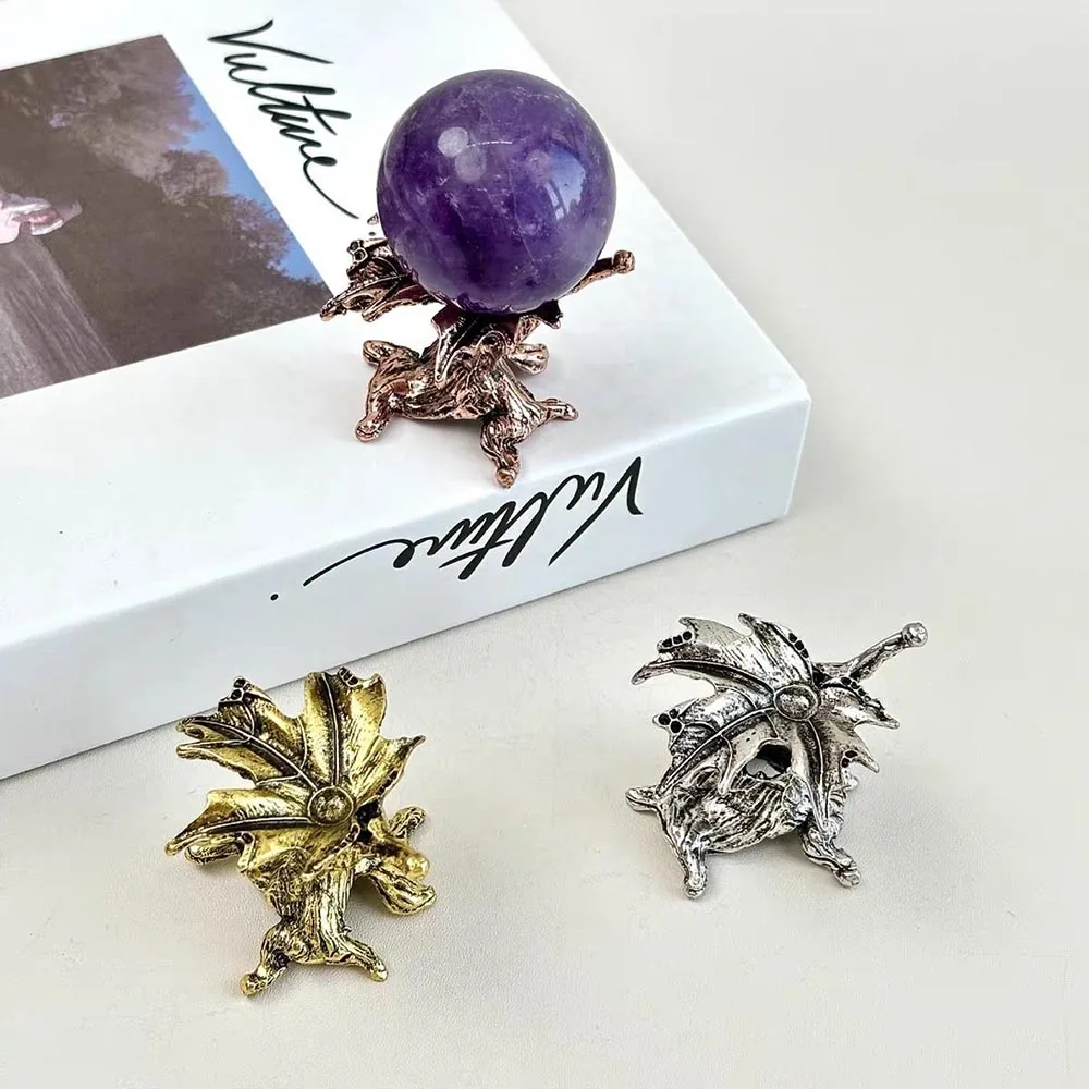 Maple Leaf Crystal Ball Stand Metal Leaf Display Base Sphere Holder Mineral Specimen Gemstone Home Office Decor