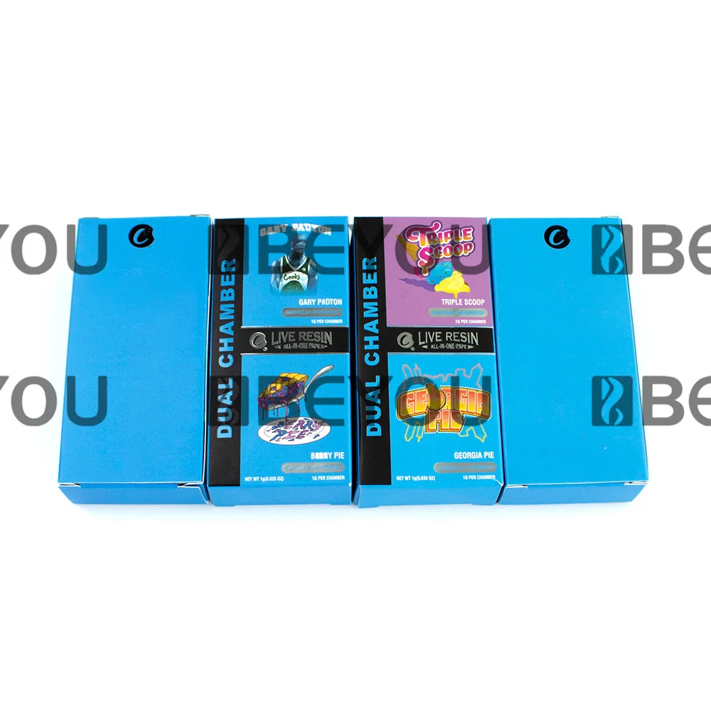 Dual Empty Cartridge Storage Paper Box Foldable Packaging Laser Sticker Big Dispaly Cardboard Blue Yellow Container Custom Cooki