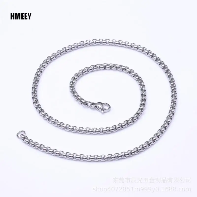 Hmeey 2MM 2.5MM 3MM Box Chains Stainless Steel Necklace DIY Long Necklaces Jewelry for Women Men Statement 45CM-75CM