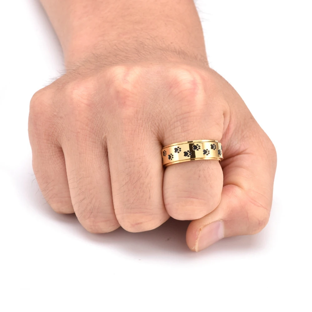 التيتانيوم الصلب الدورية الكلب باو الدائري للرجال الشرير القوطية قابل للتعديل 8 مللي متر واسعة النطاق فريد الميكانيكية مجوهرات هدية له #6