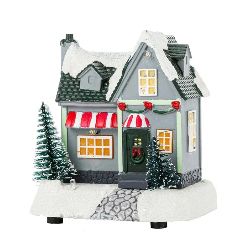 Christmas House Village Resin Craft with LED Light Light Up Christmas Decoration House for Desk Display NEW arrival image 4