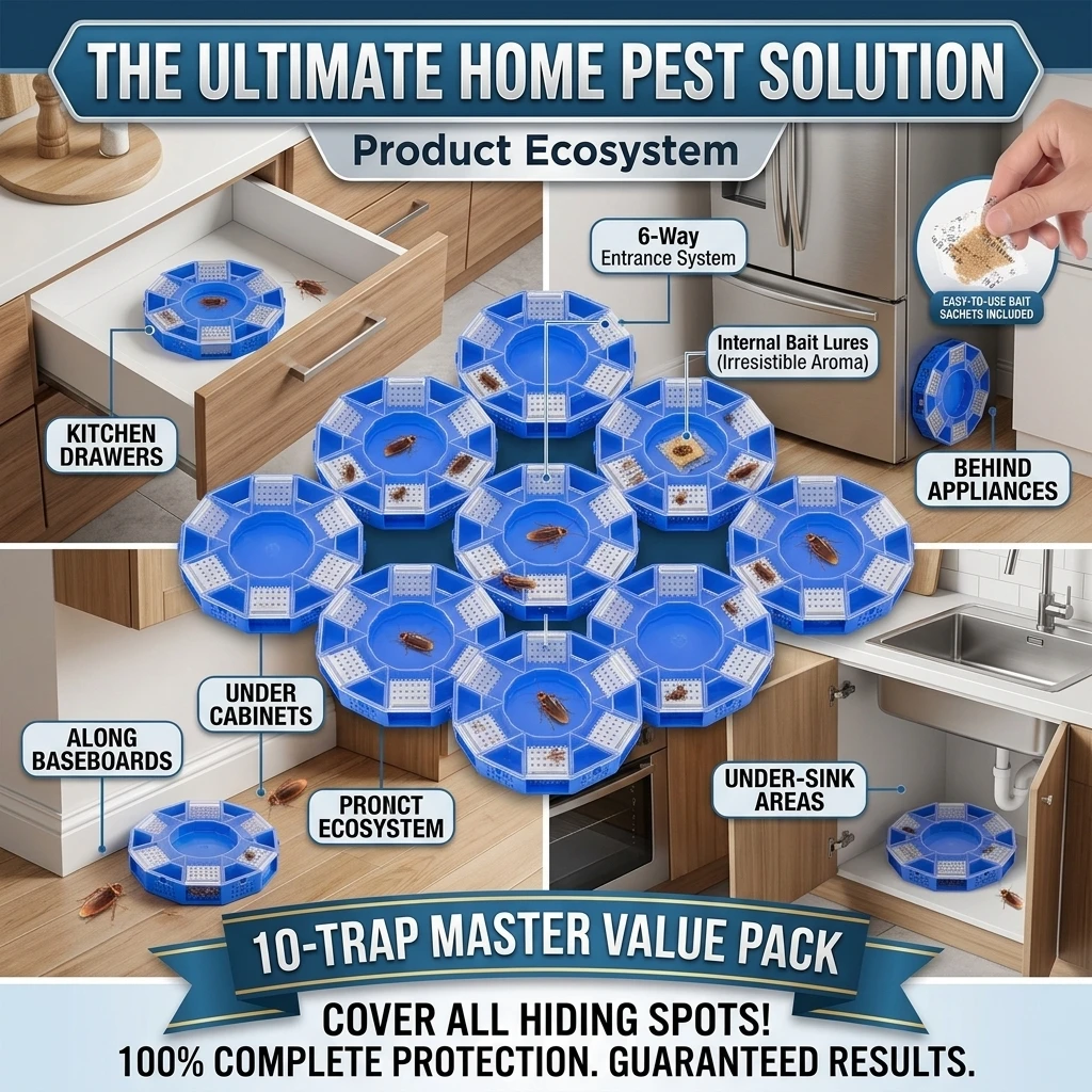 10PCS Cockroach Trap Six-Door Upgrade Safe Efficient Anti Cockroaches Killer Plus Large Repeller No Pollute Green For Home