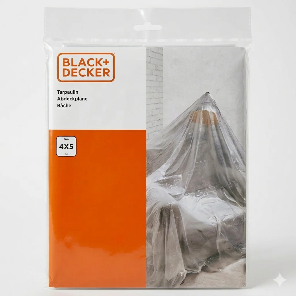 BLACK & DECKER, Lona de protección, 4x5m 2 UNIDADES