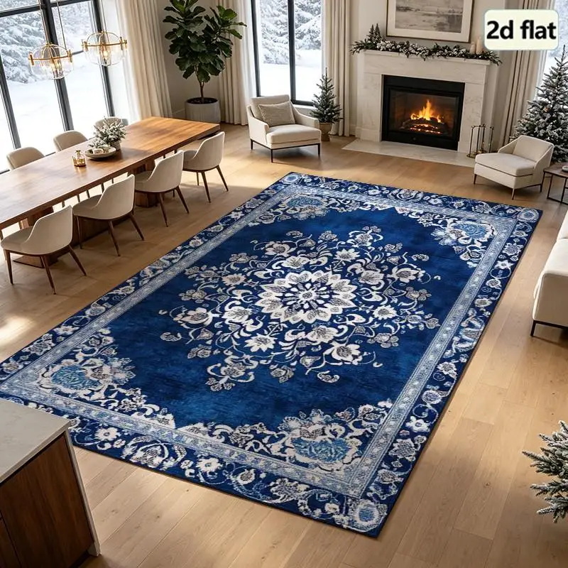1PC Decorative Area Rug Blue Rugs For Entryway Rugs For Front Door Large Room Rugs Hallway Runner Rug Washable Boho Rug Dorm Entryway Bedroom