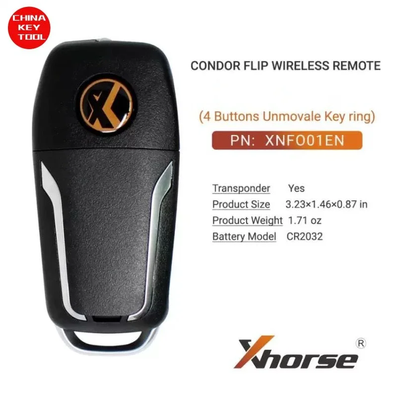 1PCS Xhorse Wireless Flip Remote Key For Ford Style 4 Buttons XNFO01EN