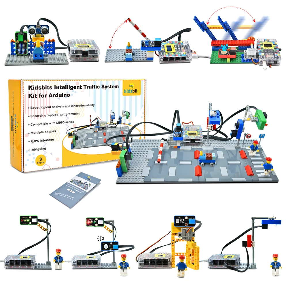 Kidsbits Intelligent Traffic System Kit For Arduino For Scratch Graphtical Programming &STEM Education DIY Kit  Compatible Lego