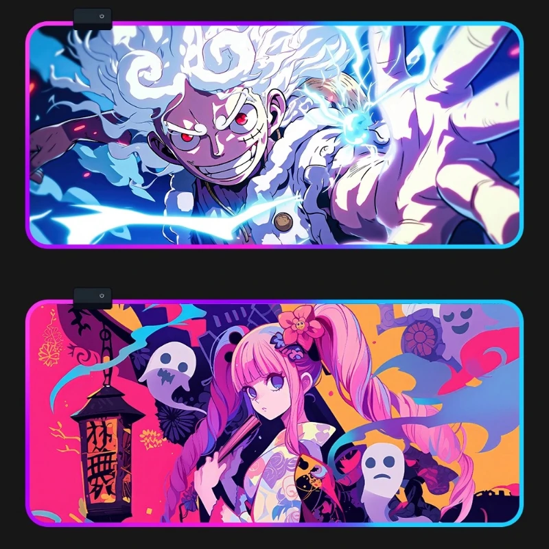 

One Piece Luffy RGB Illuminated Gaming Mouse Mat with Dynamic Light Extra Large Computer Keyboard Desk Pad for PC/Laptop/Office