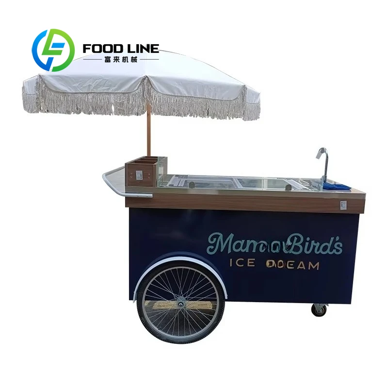 

Customized Most Popular Hand Push Food Cart with Adjustable Size and Equipment for Ice Cream Snack