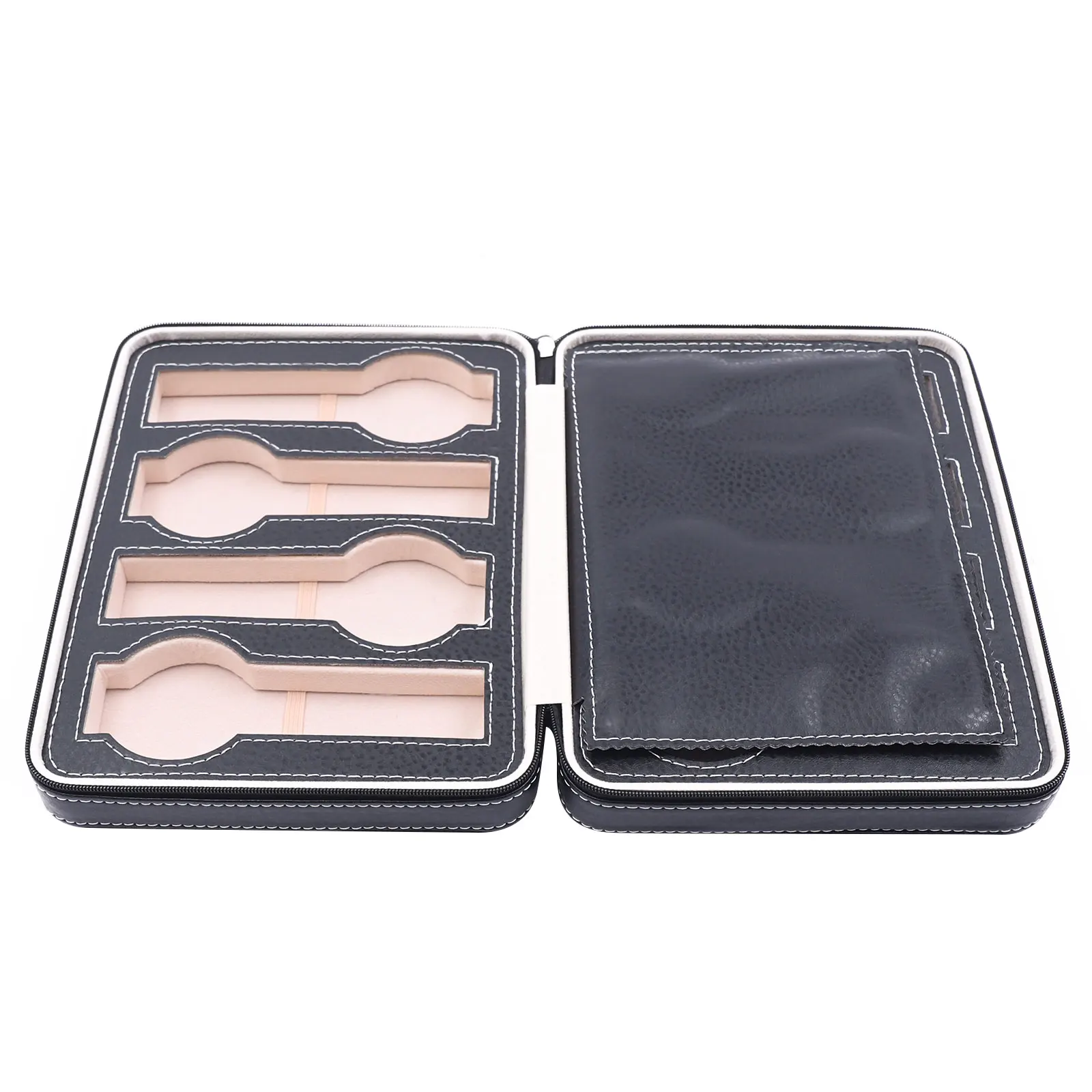 時計収納バッグ、男性と女性のための時計バッグ、個人使用のためのジッパーPU付き時計ディスプレイバッグ、または店舗ディスプレイブラック