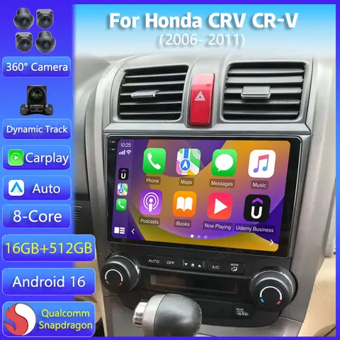 Android 16 For Honda CRV CR-V 2006 2007 2008 2009 2010 2011 Car Radio Navigation Multimedia Player WIFI+4G Wireless Carplay Auto