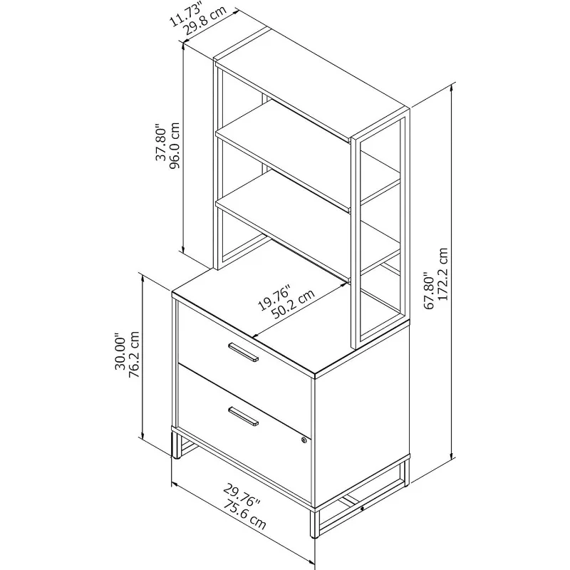 Kantoor Door Kathy Ireland Mth012whsu Methode Laterale Archiefkast Met Hok, Wit