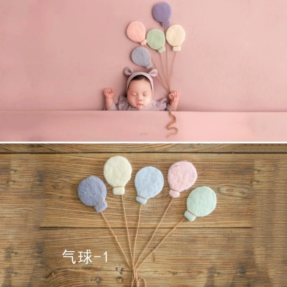 5pcs/set Newborn Photo Shooting Props Simple Cute Handmade Wool Felt Balloon Mini Souvenirs Posing Photoshoot Accessories Props