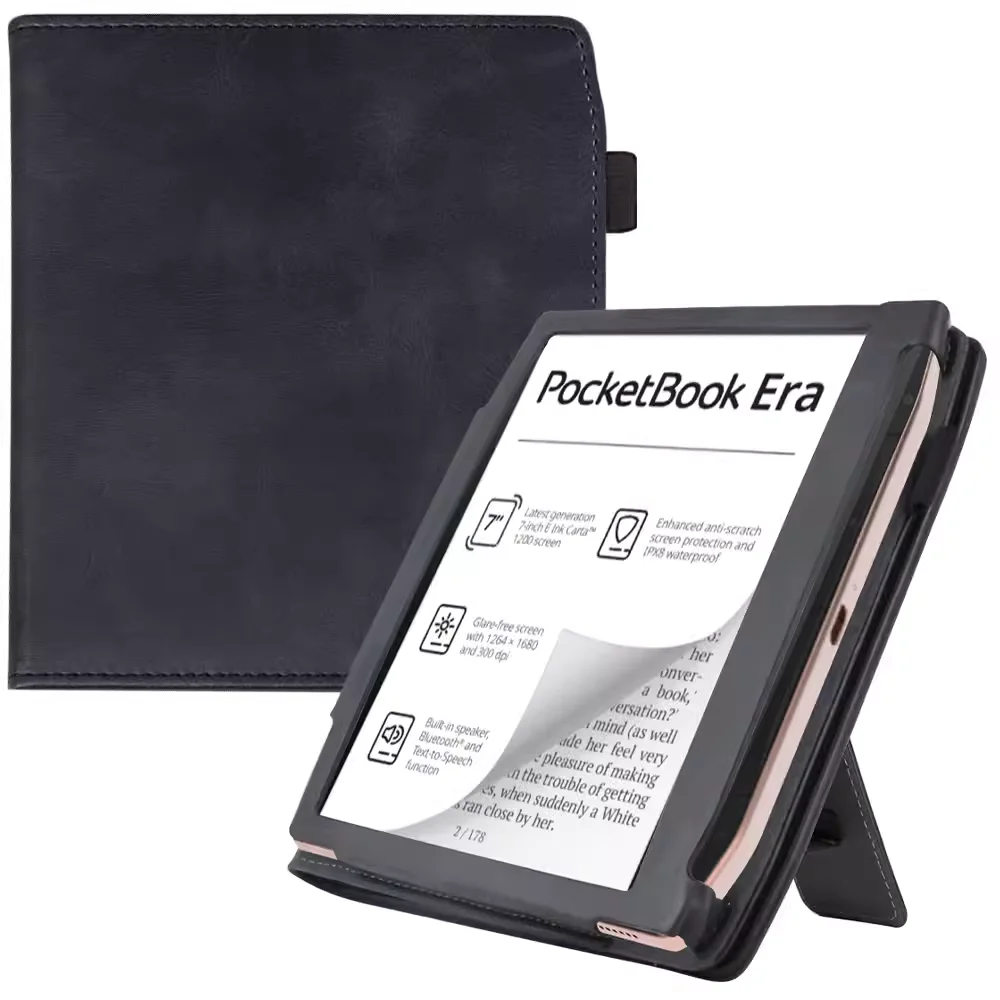 PocketBook Era E-book Case - PU Leather Case with Folding Stand/Wrist Strap and Automatic Sleep Awakening Model PB700 Case