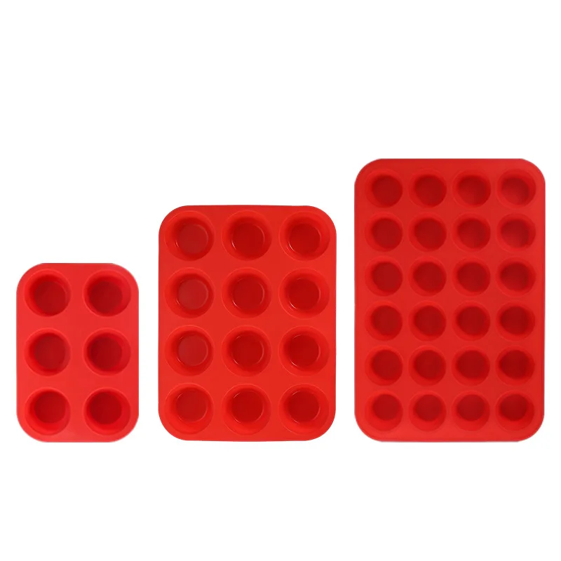 Silicone Round Mold 6/12/24 Holes Mini Muffin Cupcake 5