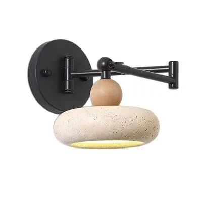 Nordic Yellow Hole Stone Rocker Arm Rotating Wall Light Retro Study Living Room Bedroom Corridor Adjustable Led Decor Wall Lamp