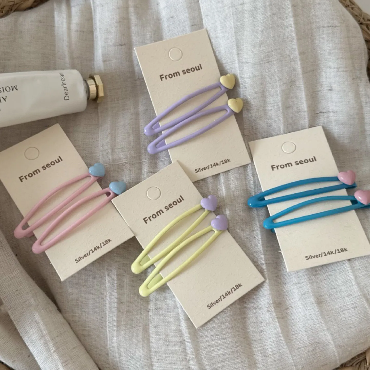 2Pcs Cute Sweet Love Bb Clip Broken Hairpin Contrasting Color Hairpin Forehead Side Clip Hairpin Hair Accessories
