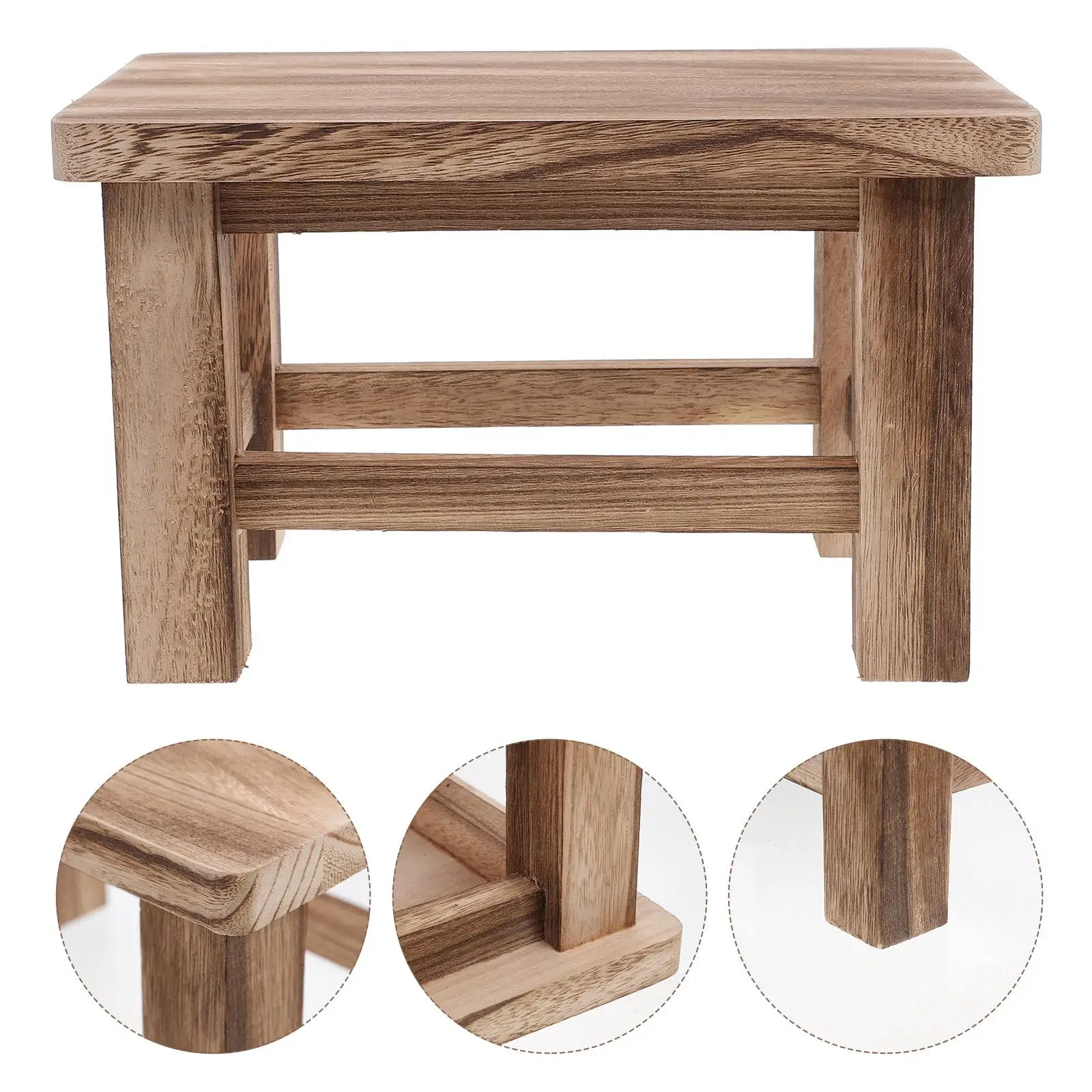 Bangku Kayu Solid Retro Kompak Pintu Masuk Multi Ruangan Bangku Langkah Balita Anak Bangku Kayu untuk Furnitur Anak