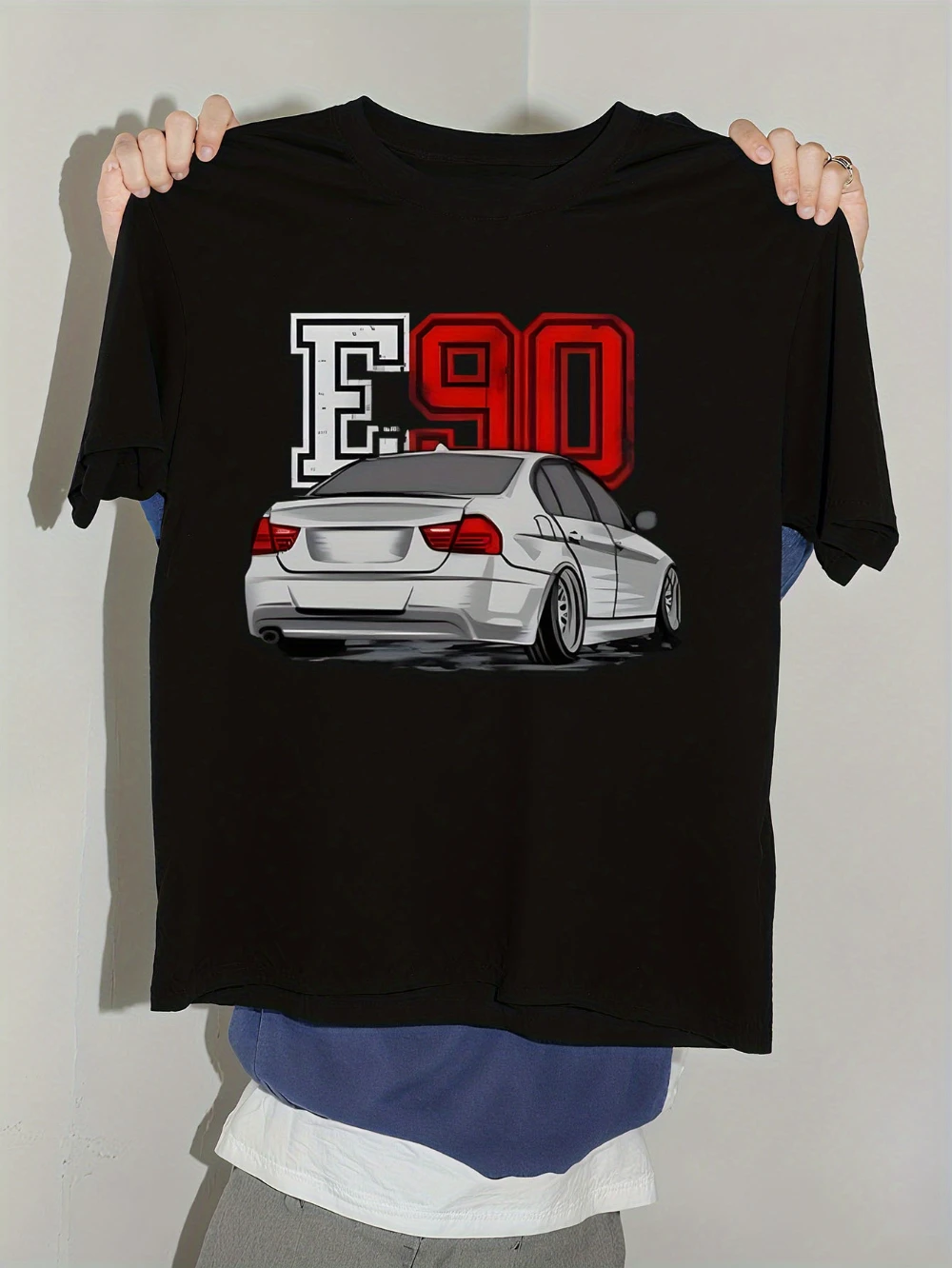 Herren Schwergewichts-T-Shirt E90 Vintage E90 M3/E87 Coupé Retro Auto-Enthusiasten-Shirt mit Modell-Print Ganzjahres-Tragbarkeit