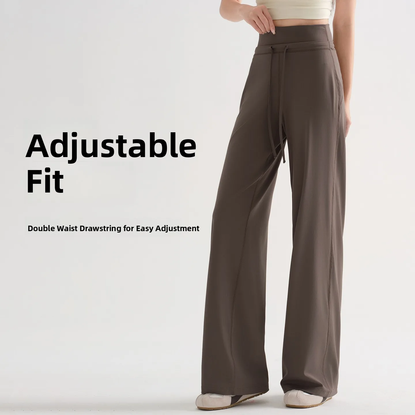ゆったりとしたハイウエストヨガパンツ レディース ワイドレッグパンツ アウトドアウェア フィットネス スポーツ ストレートカットパンツ ロング丈 ボトムス