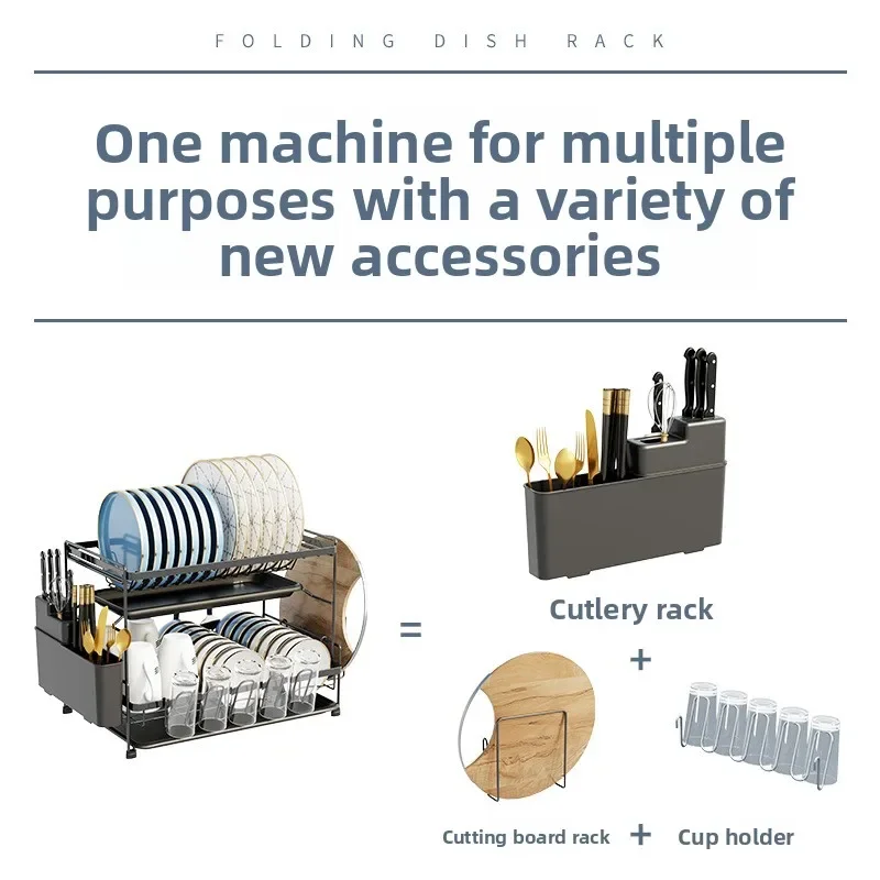 

Kitchen Dish Shelf Countertop Cutlery Plate Drain Rack Basket Multifunctional Household Dish and Chopsticks Drain Storage Box