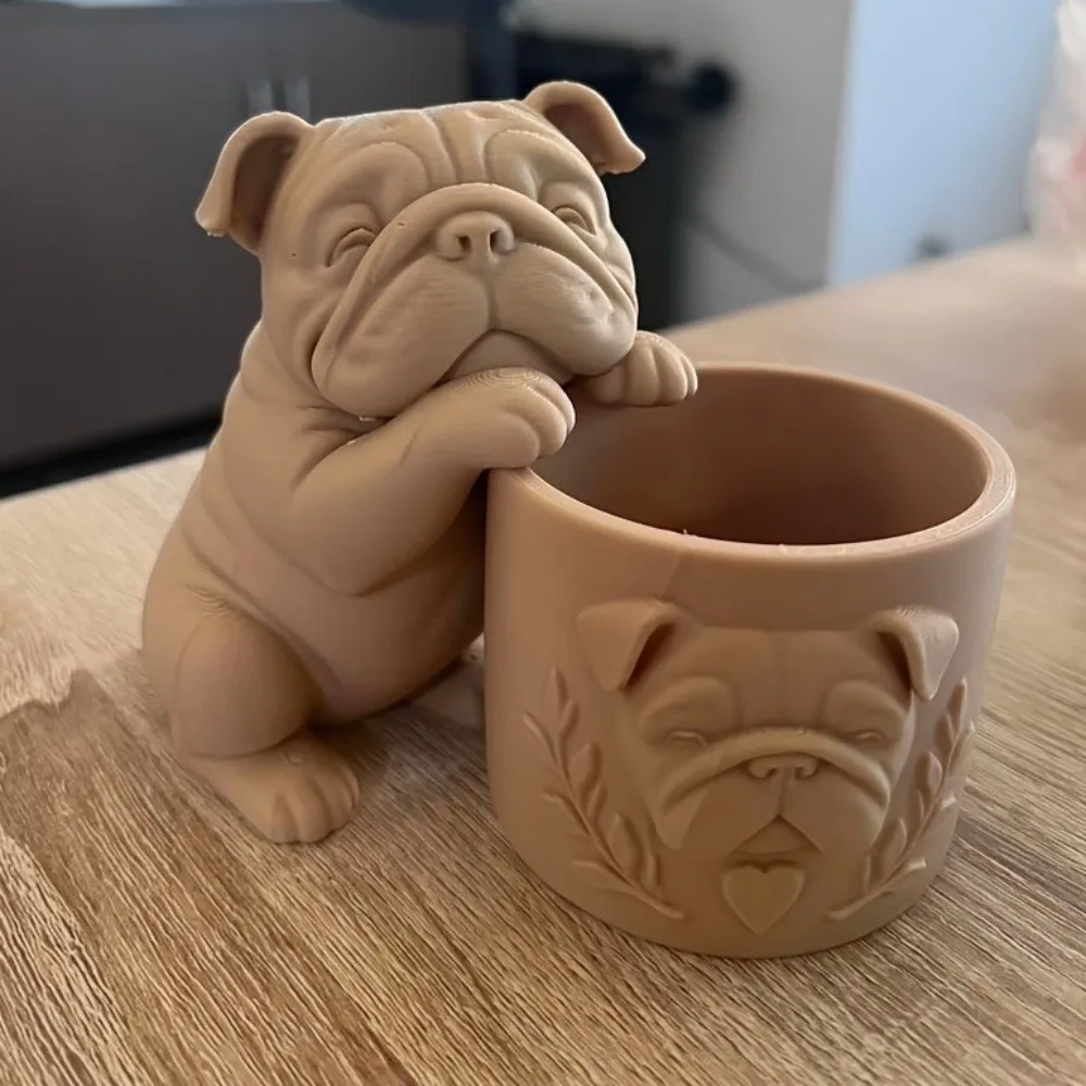 3D Printed Dog Shaped Planter Pot Animal Shaped Funny Dog Succulent Planter Cute Handmade Storage Flower Pot Desktop Display
