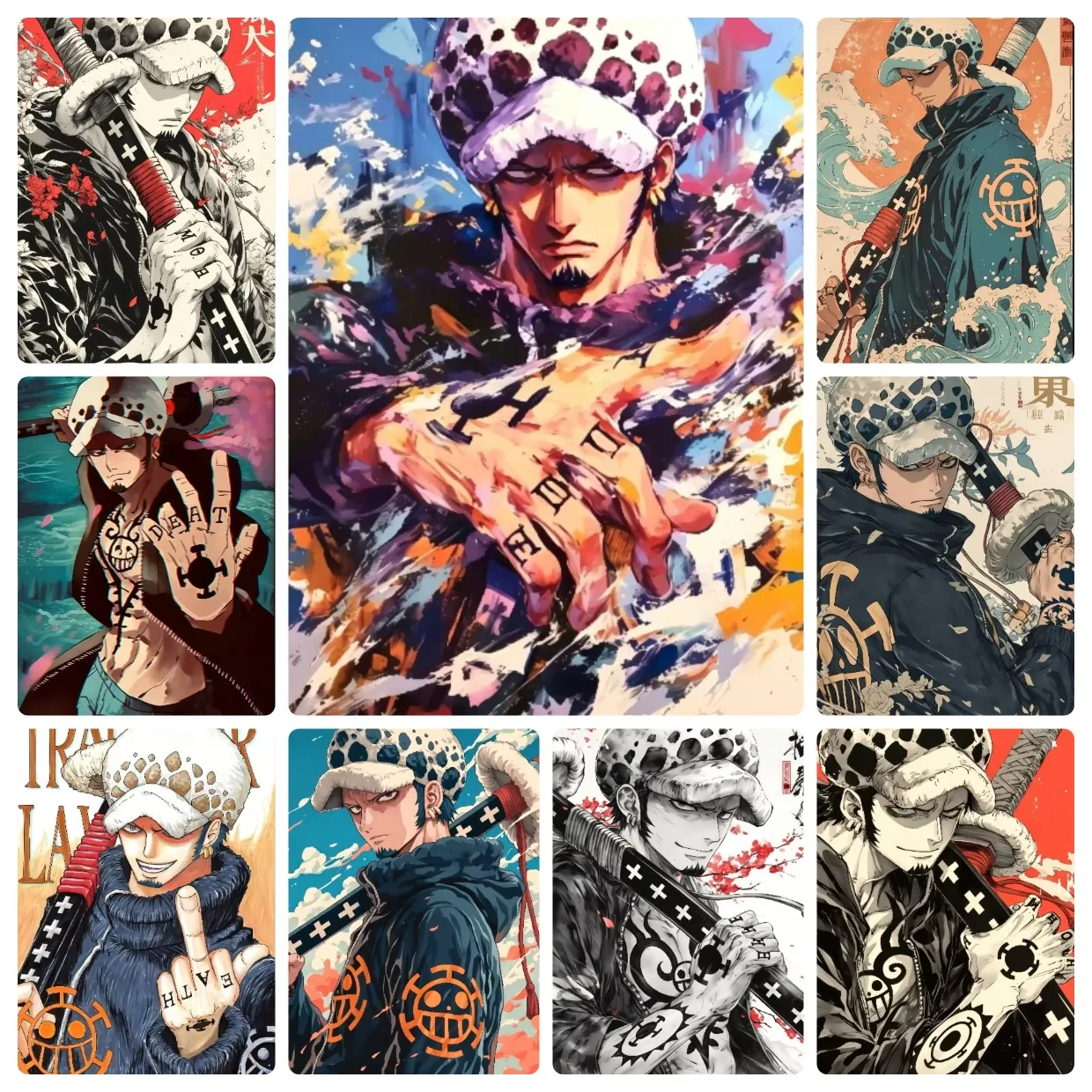Jigsaw Puzzle 500/1000/1200/2000PCS One Piece Trafalgar Portraits Multi‑scene Collage Anime Puzzle Home Decor Collectible Gift
