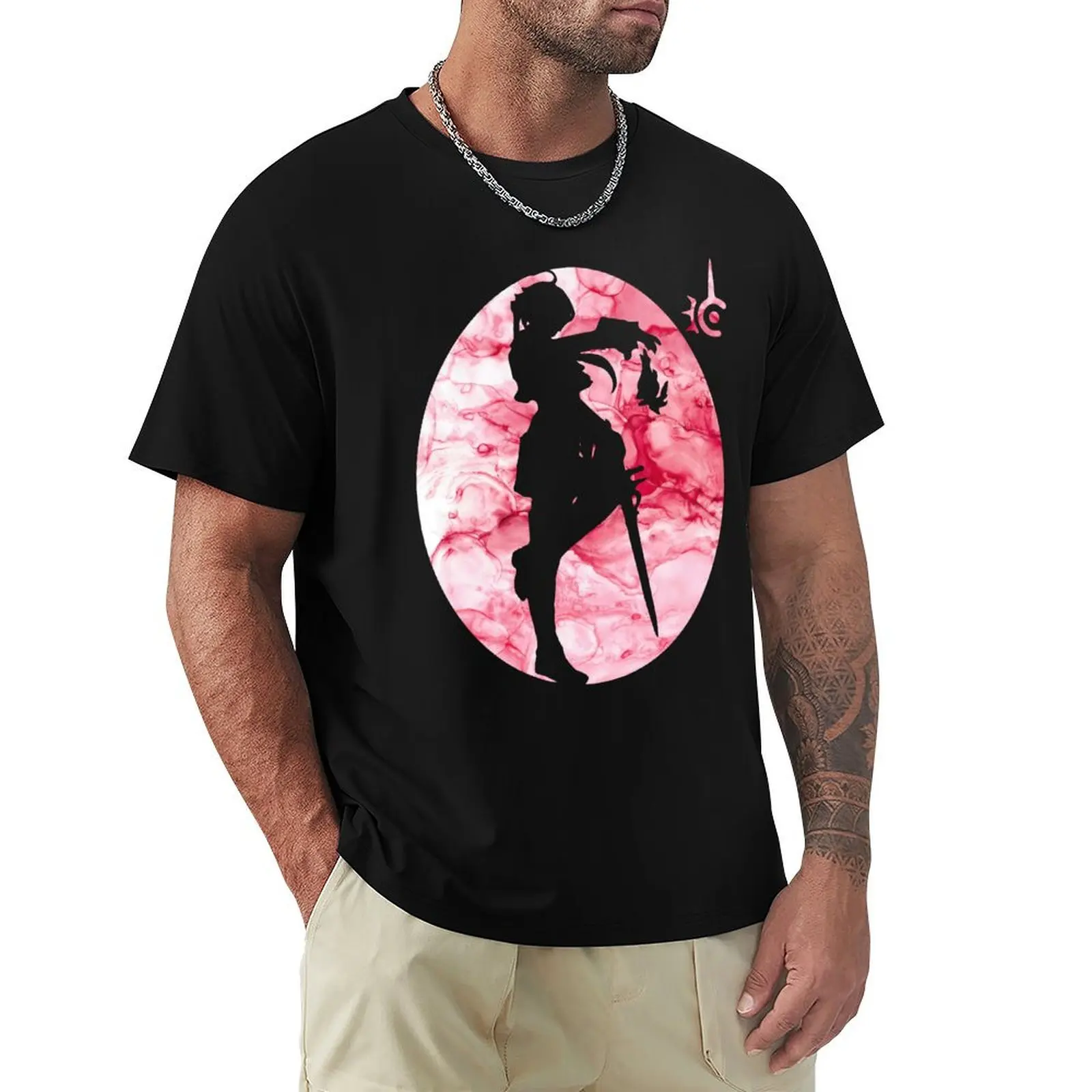 FFXIV Alisae Red Mage Shadowbringers Silhouette T-Shirt Plus Size Short Sleeve T-Shirt