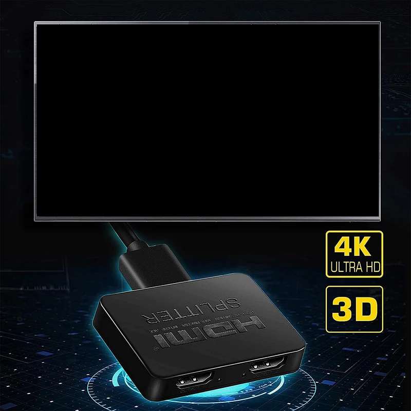 1 To 2 HDMI Splitter 4K 60Hz Video Adapter USB Display Connector Laptop TV Desktop Computer DVD Player HDR 1x2 Mirror Screen