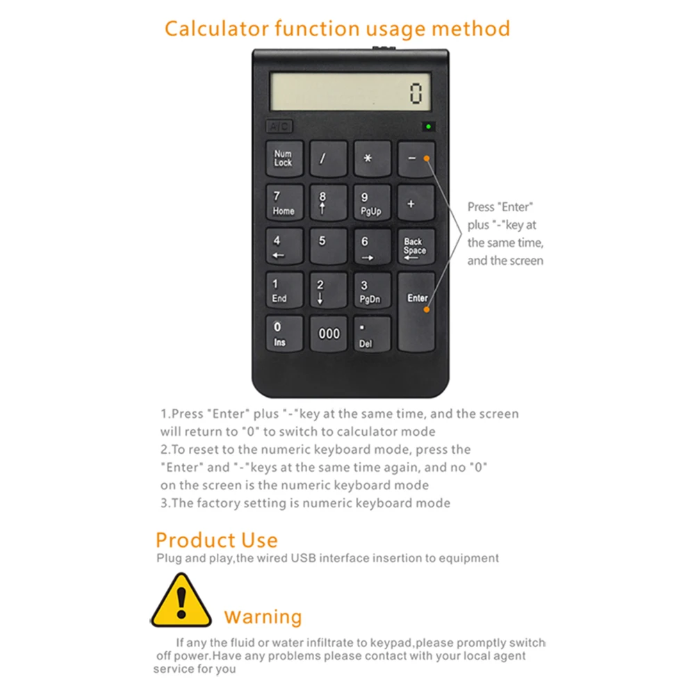 Wireless 2.4G Usb Number Keyboard/Calculator with Digital Display Rechargeable Mini 19 Keys Numeric Smart Keypad Office Supplies