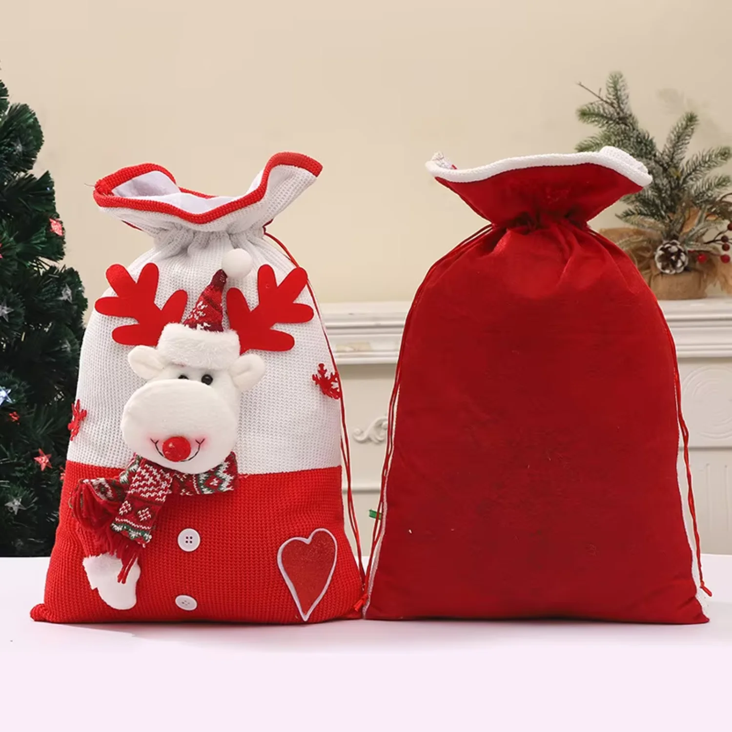 

Custom Drawstring Candy Gift Bags Santa Sack for Christmas Decorations