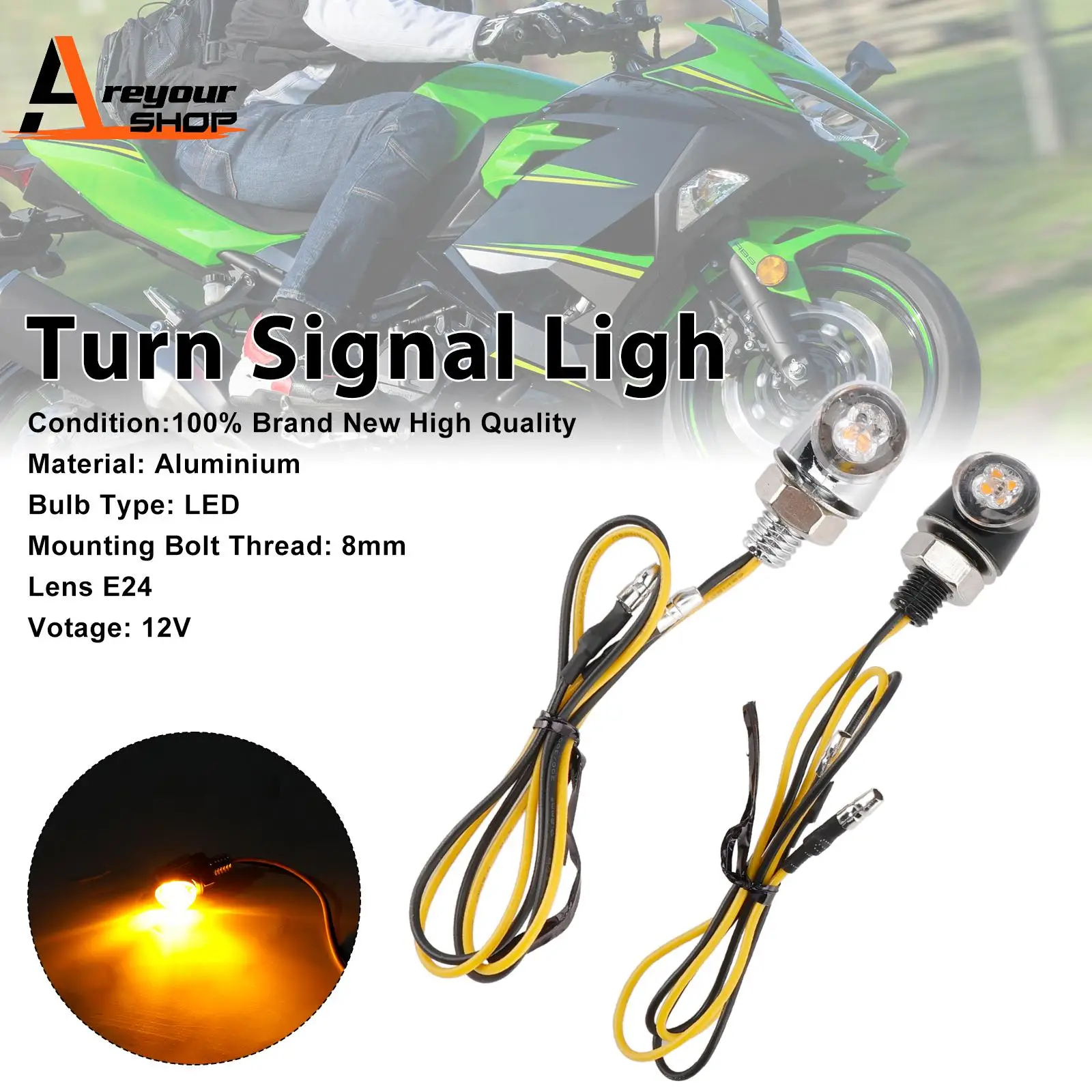 

12V LED Turn Signal Indicator Light 8mm Universal Motorcycle for Honda