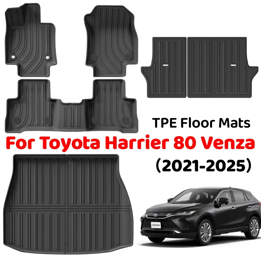 

TPE 3D Car Floor Mats For Toyota Harrier 80 Venza 2021-2025 Cargo Liner Trunk Pad Black All Weather Waterproof Accessories