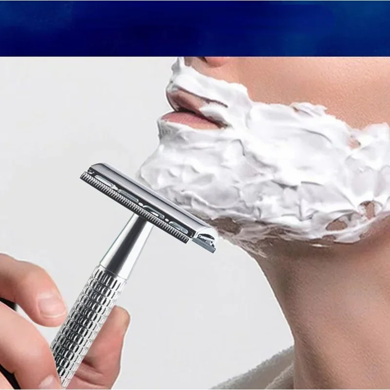 ماكينة حلاقة يدوية من الفولاذ المقاوم للصدأ للرجال ماكينة حلاقة يدوية بحافة مستقيمة من الفولاذ المقاوم للصدأ ماكينة حلاقة حادة قابلة للطي